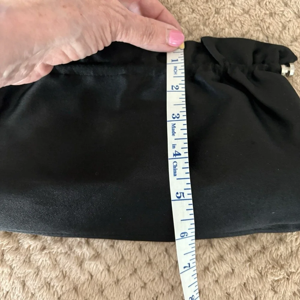 VINTAGE STYLE ANN TAYLOR BLACK GENUINE LEATHER FRAMED HANDBAG PURSE CLUTCH